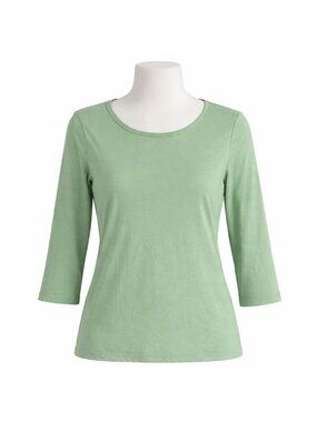 WoolX Jenny Merino Wool 3/4 Length Sleeve Top Light Green Women's Size Medium